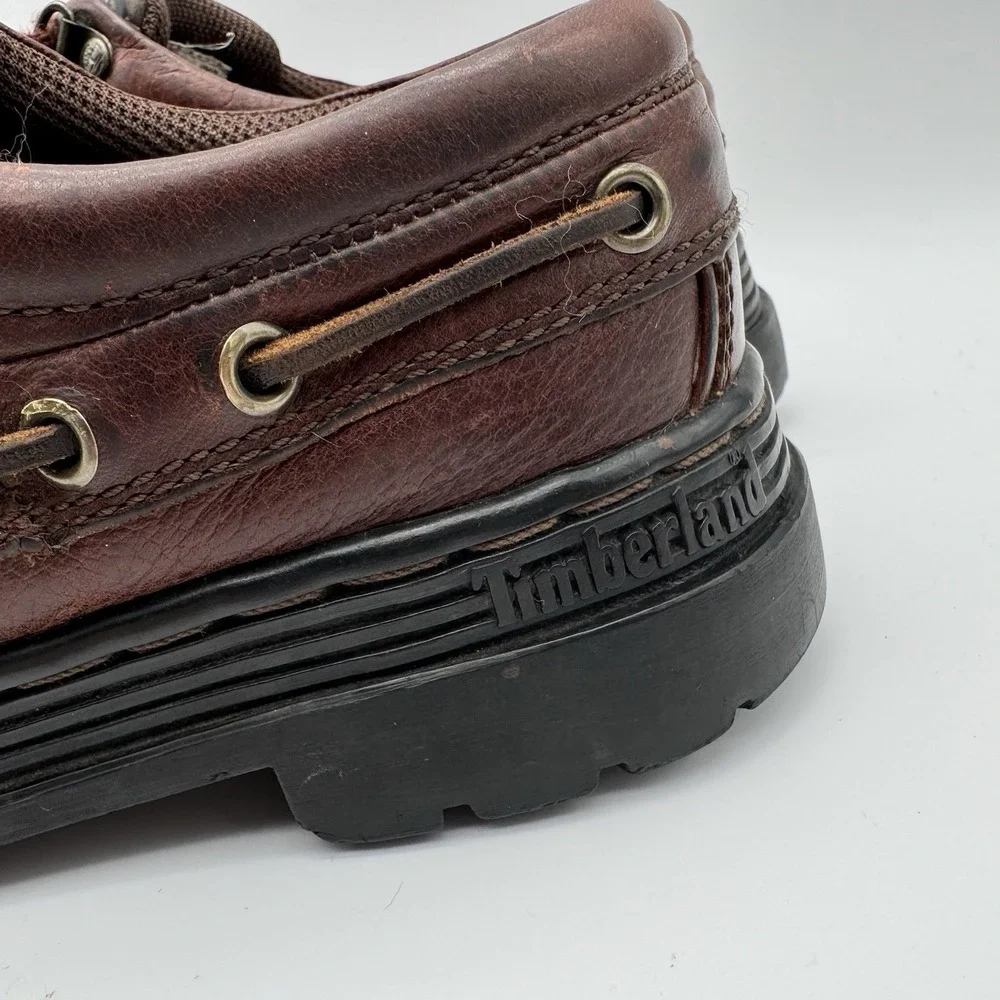 Timberland Men’s 8M Brown Authentic Handsewn 3 Eye Lug Sole Boat Shoes 63063